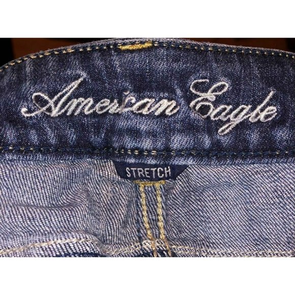 Women's American Eagle jean Short shorts size 0 stretch Dark Wash - Picture 3 of 4
